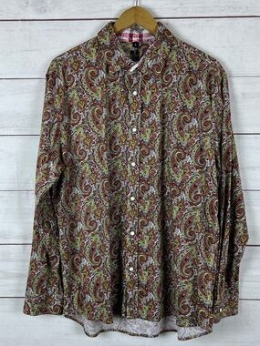Scully Pearl Snap Button Up Shirt Mens Size Large Paisley Western Cowboy Dress